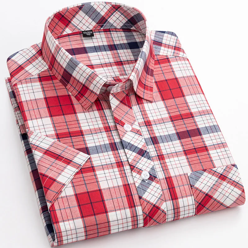 100% Cotton Plaid Short-Sleeved Shirt – Simple, Stylish, and Versatile