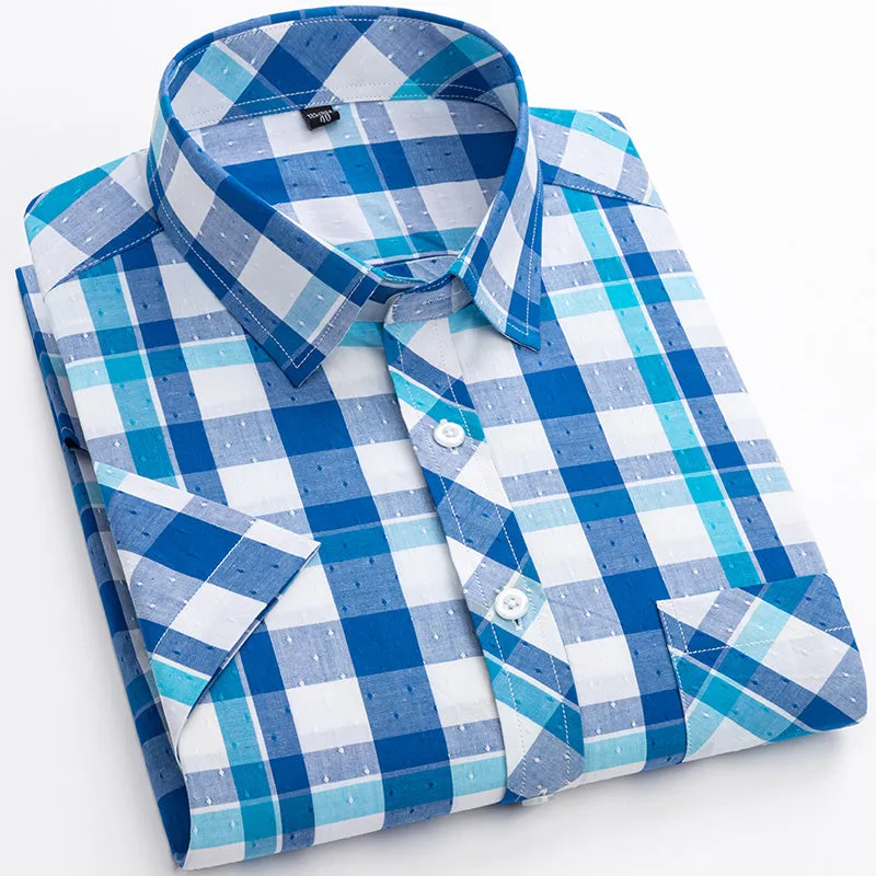100% Cotton Plaid Short-Sleeved Shirt – Simple, Stylish, and Versatile