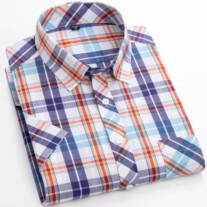 100% Cotton Plaid Short-Sleeved Shirt – Simple, Stylish, and Versatile