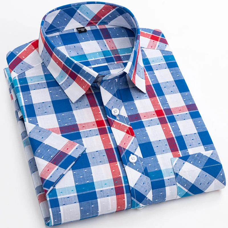 100% Cotton Plaid Short-Sleeved Shirt – Simple, Stylish, and Versatile