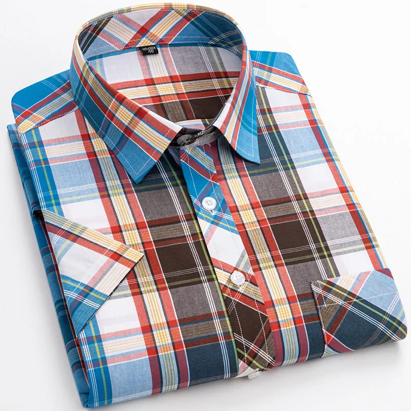 100% Cotton Plaid Short-Sleeved Shirt – Simple, Stylish, and Versatile