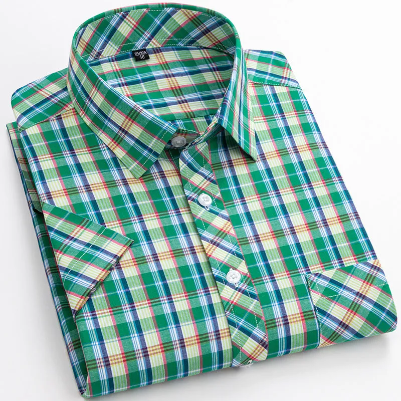 100% Cotton Plaid Short-Sleeved Shirt – Simple, Stylish, and Versatile