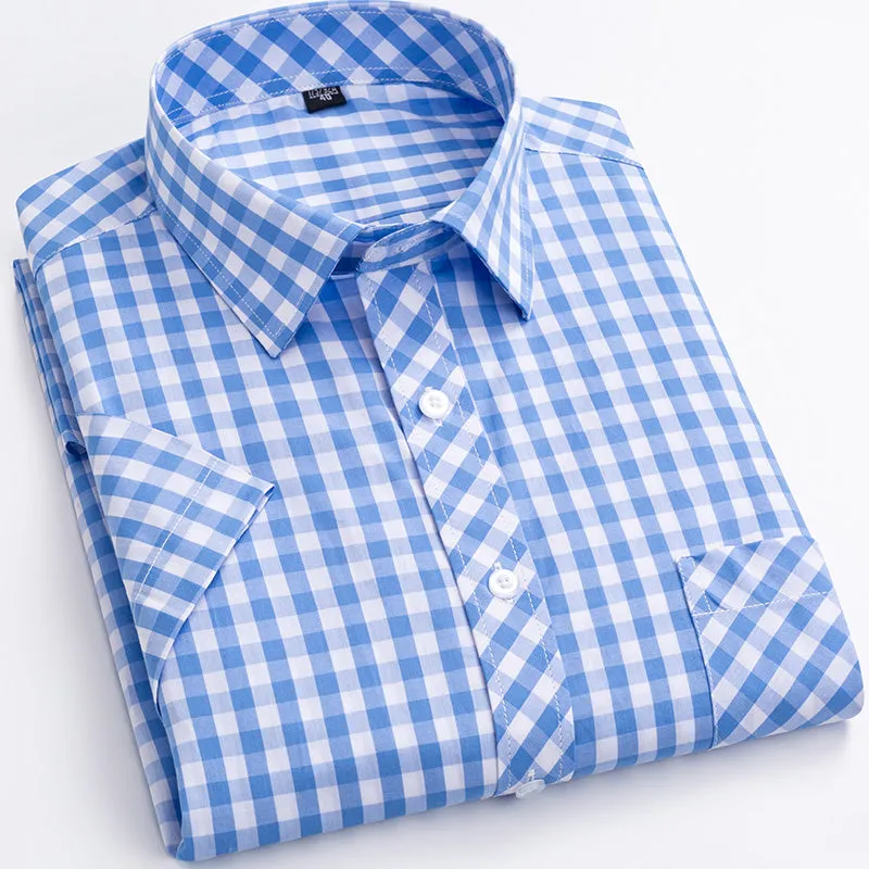 100% Cotton Plaid Short-Sleeved Shirt – Simple, Stylish, and Versatile