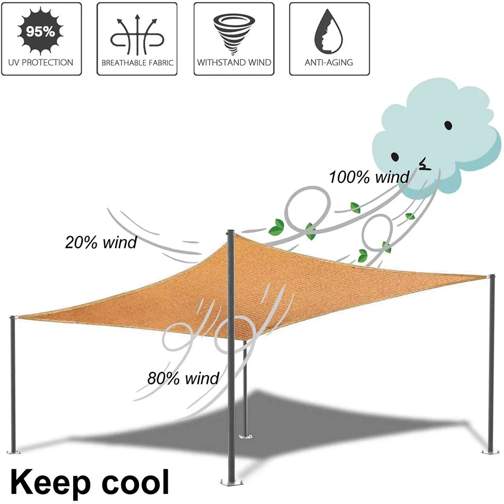 18'x20' Rectangle Patio Sun Shade Sail（Sand Color）