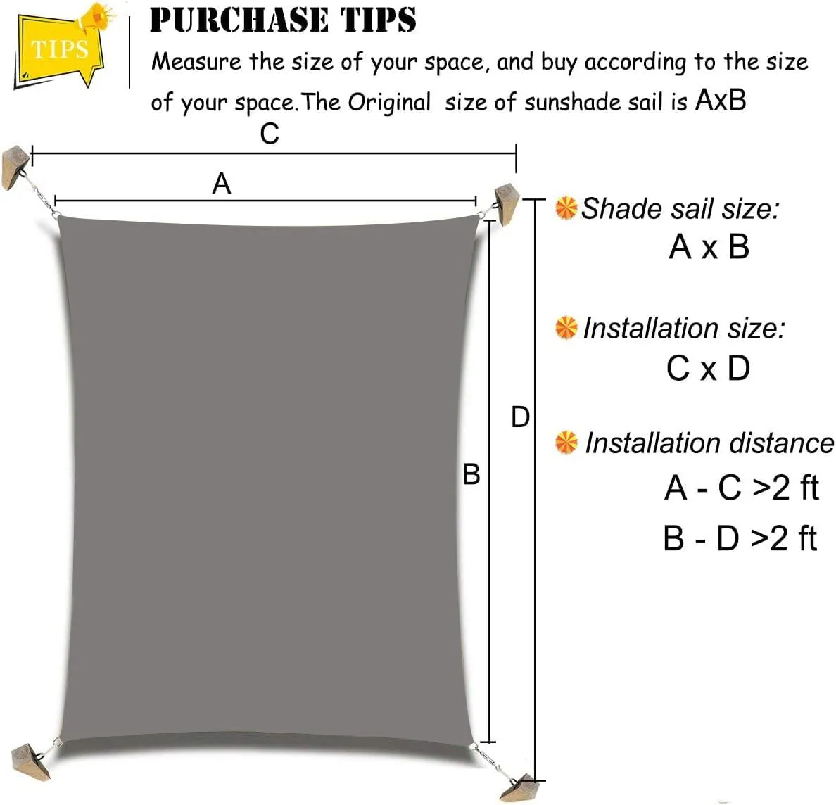 18'x24' Rectangle Patio Sun Shade Sail（Grey Color）