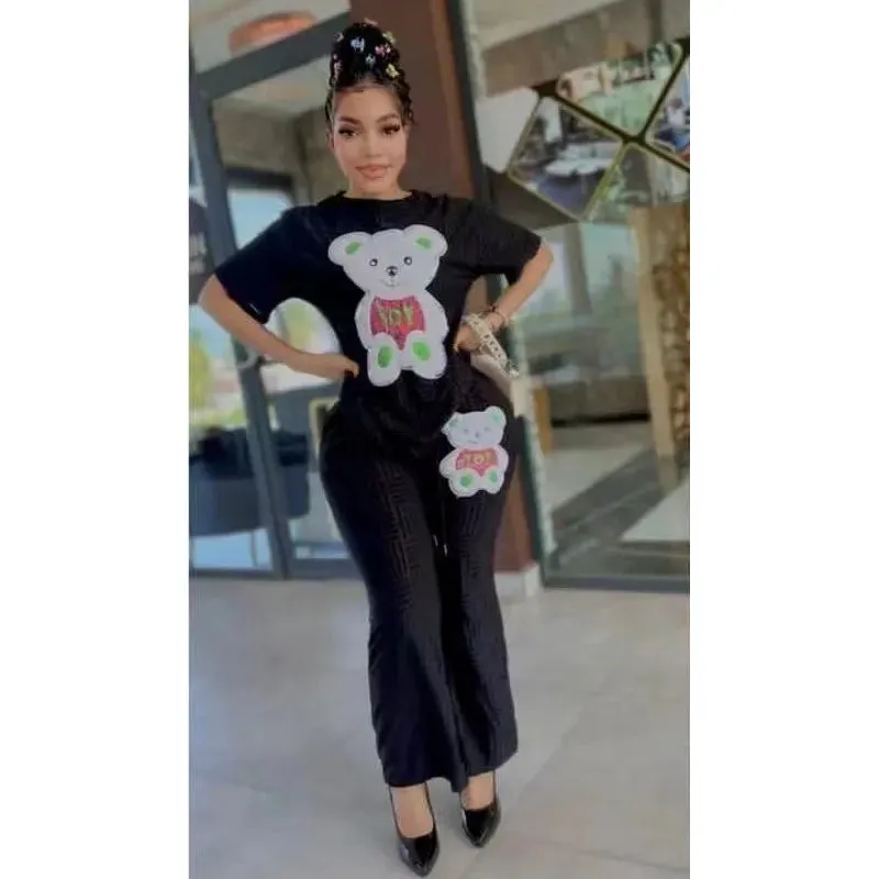 2-Piece Women's Print Pullover Suit Top And Pants Casual Lounge Track Suit Two Piece Set