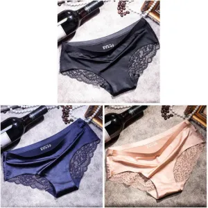 3 pieces / lot Women Sexy Underwear Briefs breathable Hollow Transparent Panties for women Cotton Crotch Women's Lace Panties