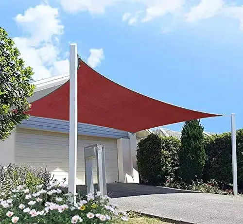 6'x'10' Rectangle Patio Sun Shade Sail（Red Color）