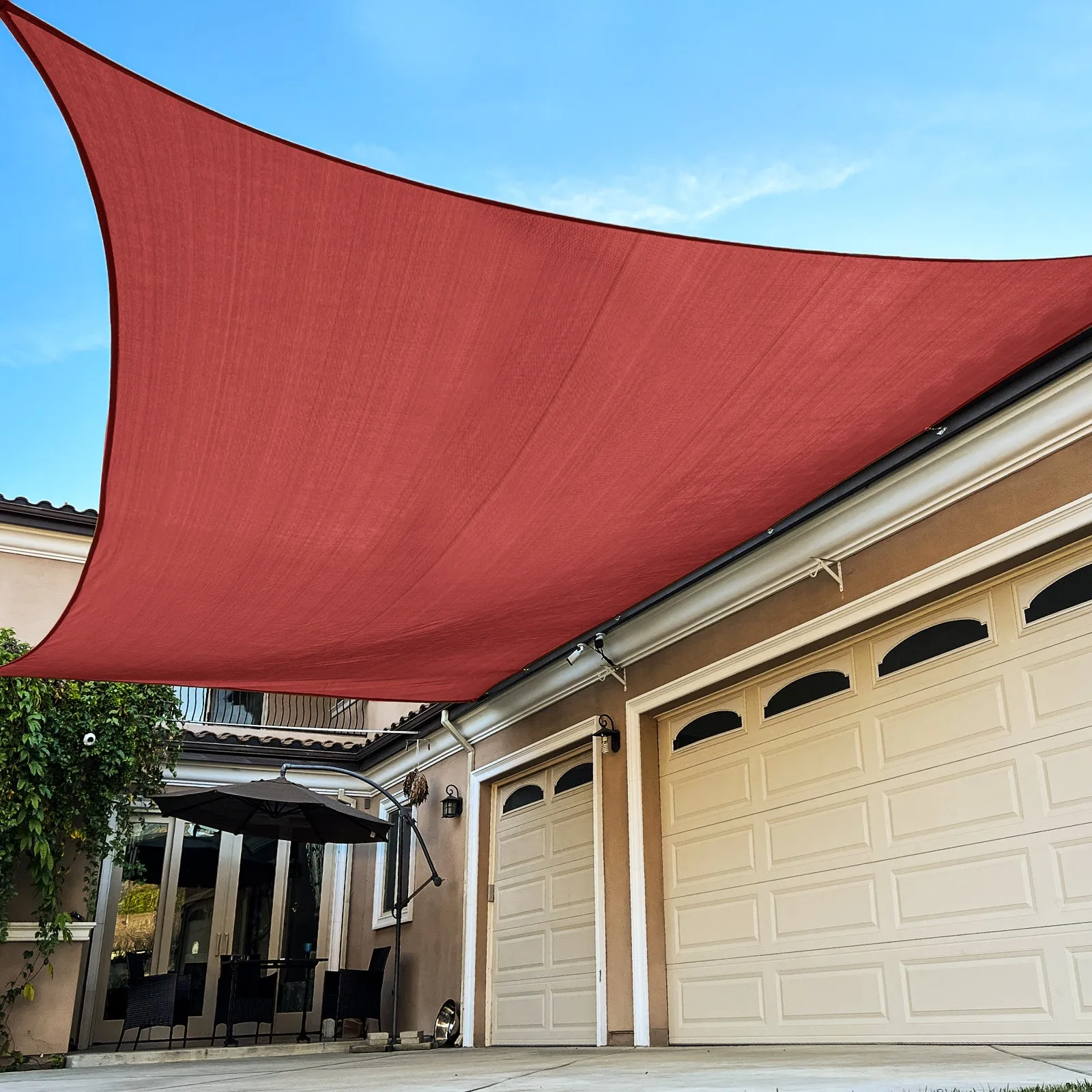 6'x'10' Rectangle Patio Sun Shade Sail（Red Color）