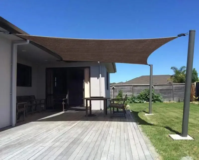 8'x12' Rectangle Patio Sun Shade Sail（Brown Color）