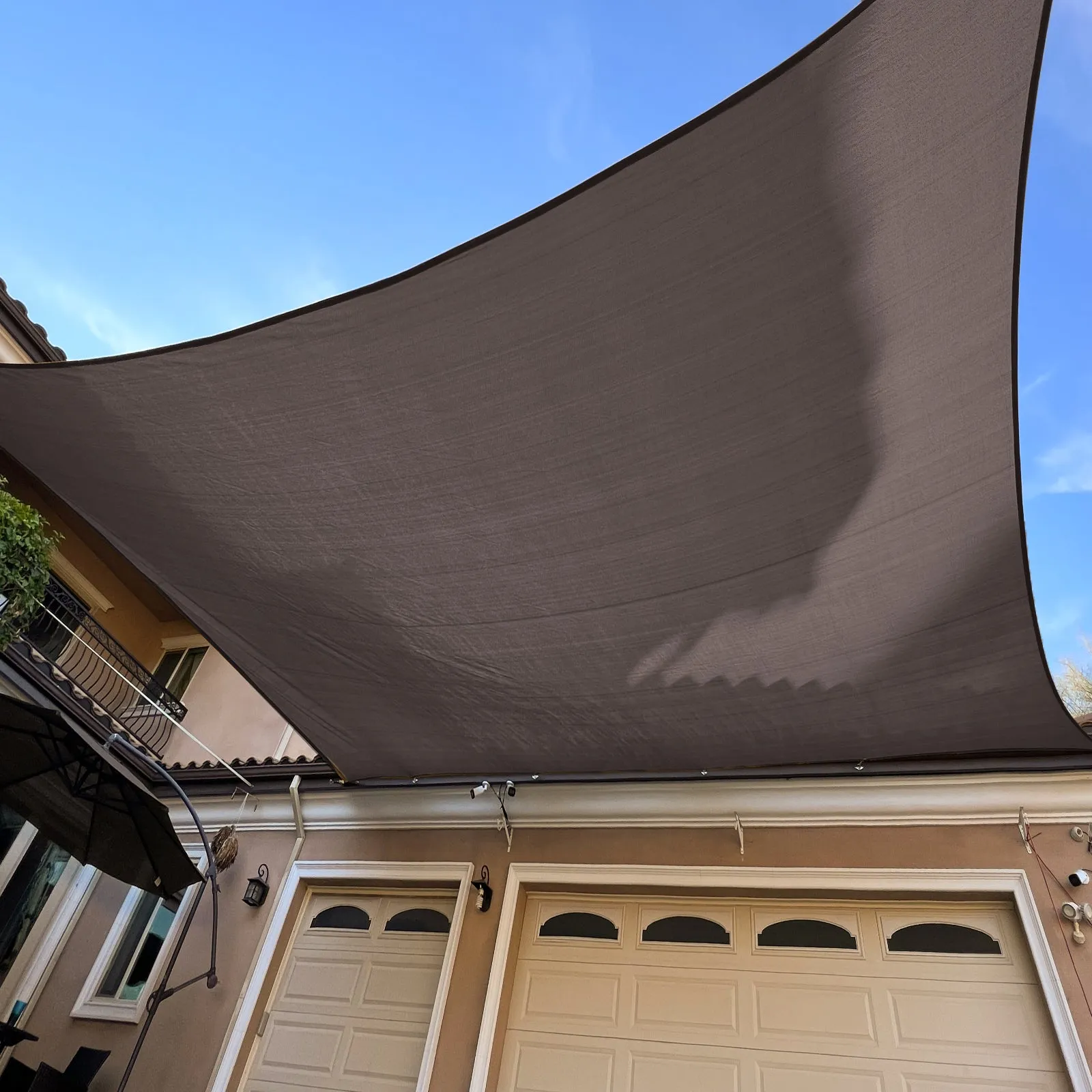 8'x12' Rectangle Patio Sun Shade Sail（Brown Color）
