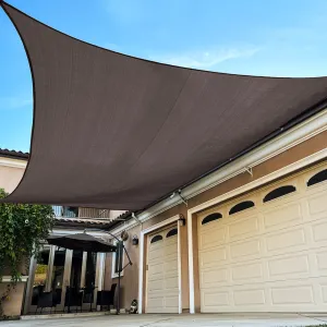 8'x12' Rectangle Patio Sun Shade Sail（Brown Color）