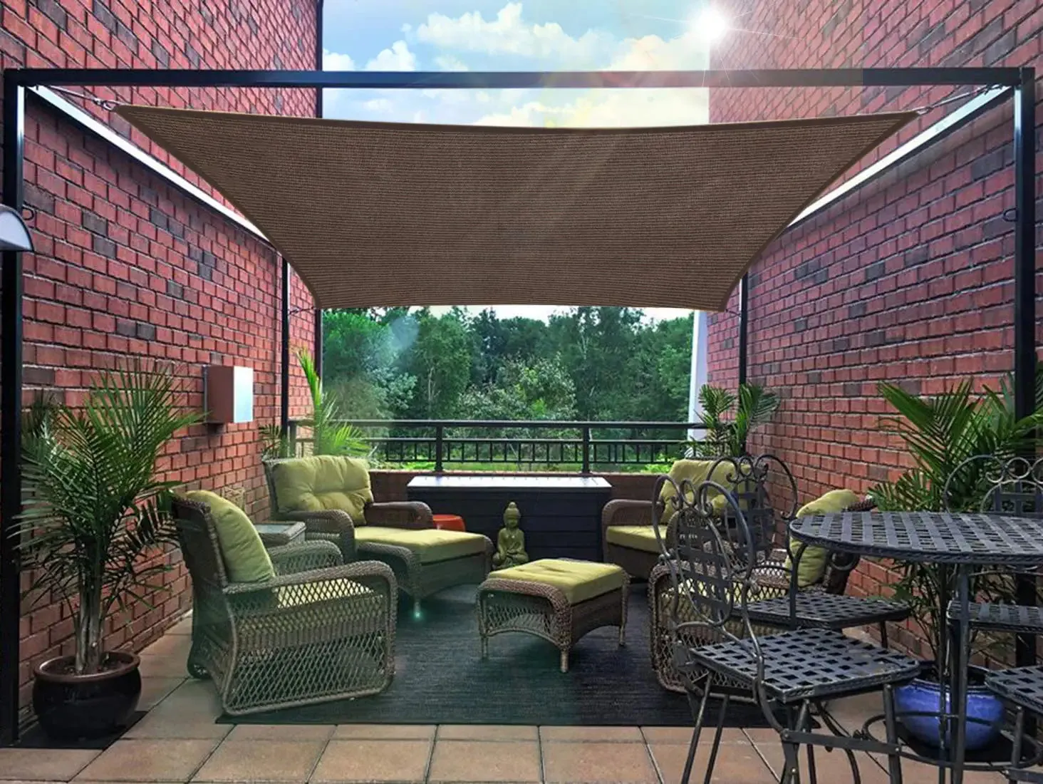 8'x12' Rectangle Patio Sun Shade Sail（Brown Color）