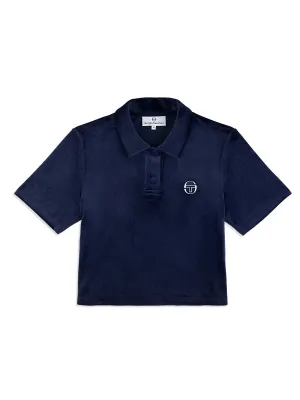 Adele Velour Polo- Maritime Blue