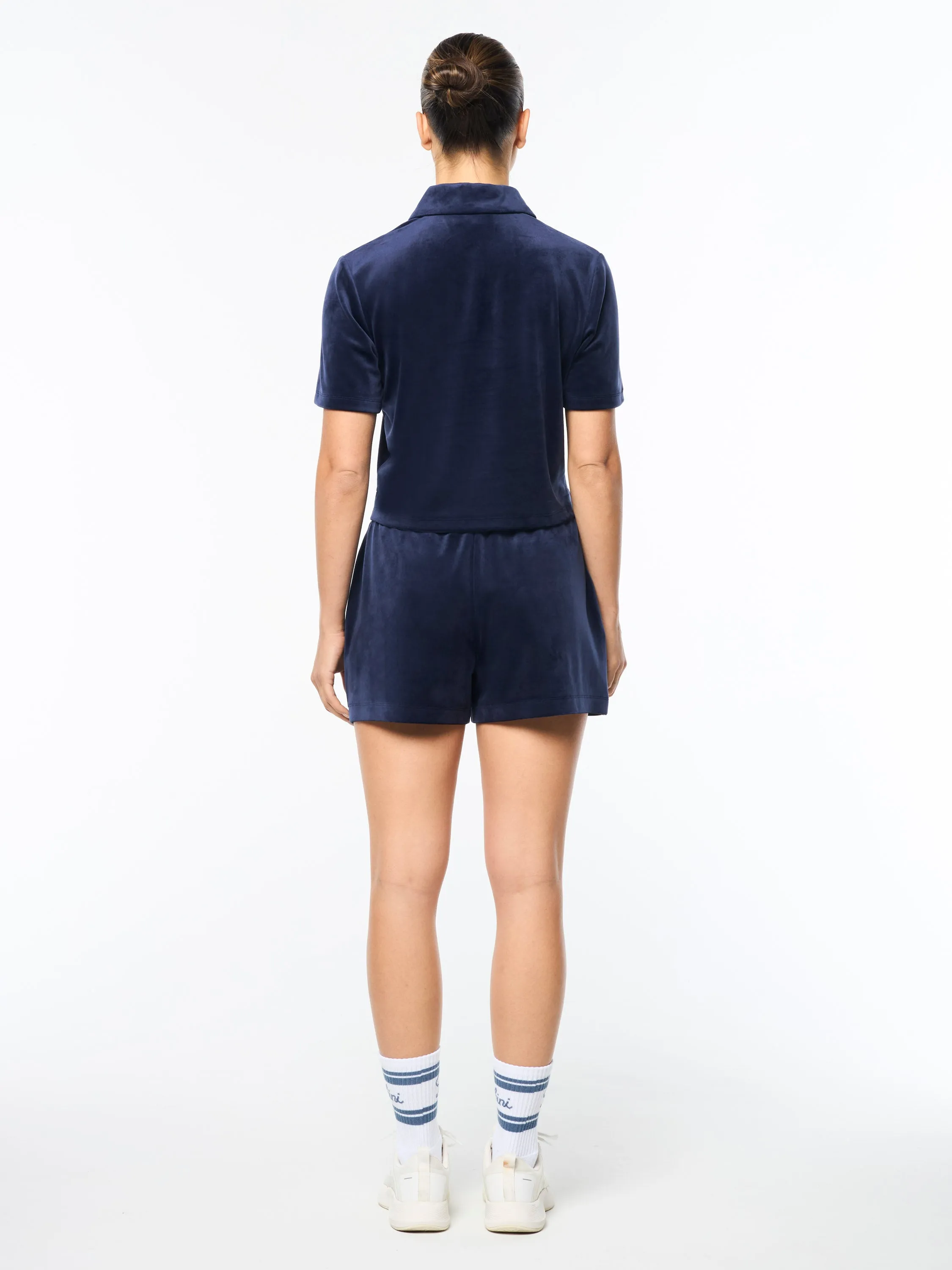 Adele Velour Polo- Maritime Blue