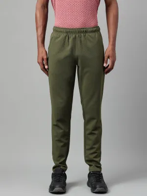 Alcis Men's Olive Anti-Static Drytech  Slim-Fit Training Track Pants