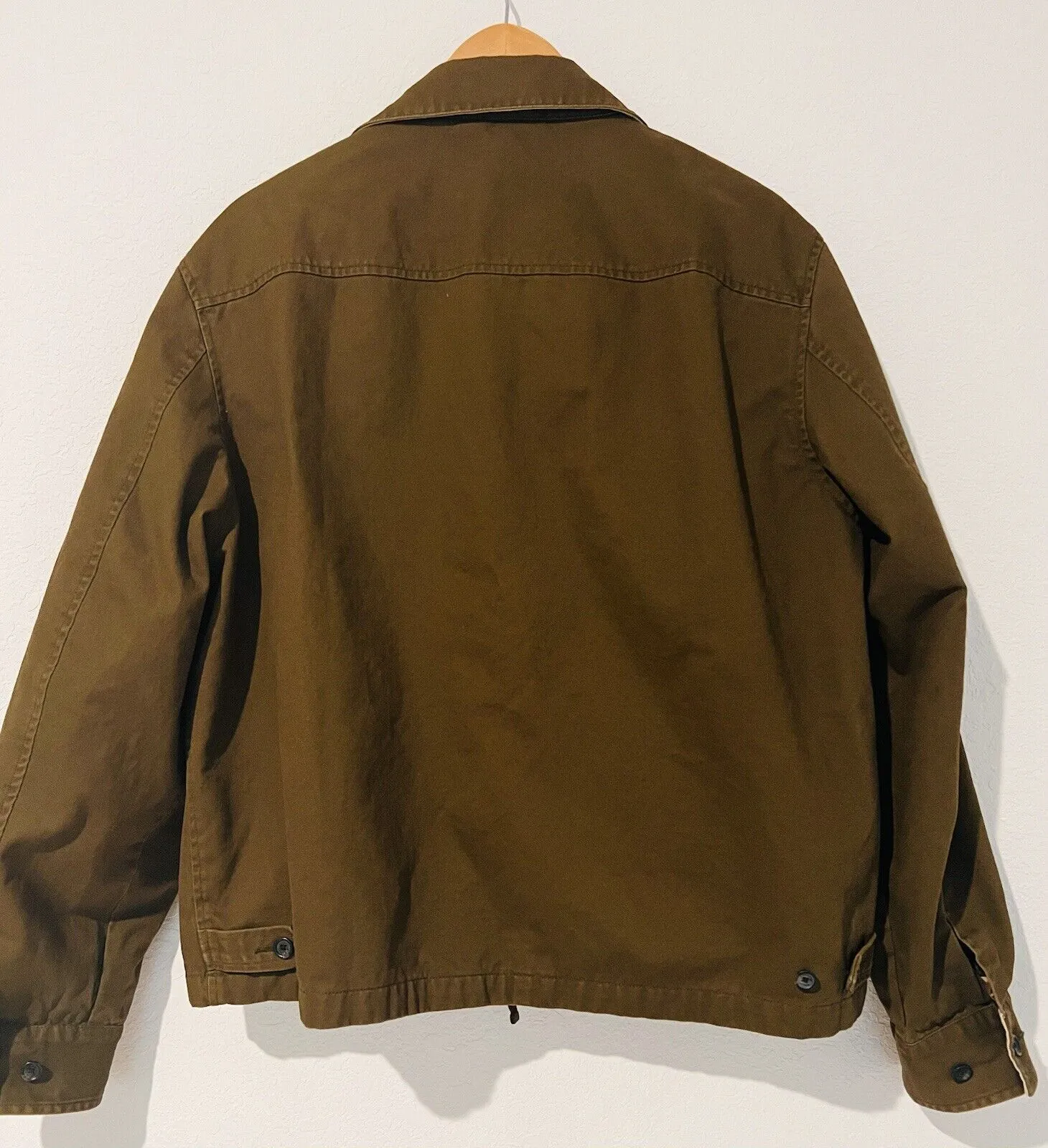 AMERICAN LIVING Khaki Jacket Size XL Short Zip Plaid Lining