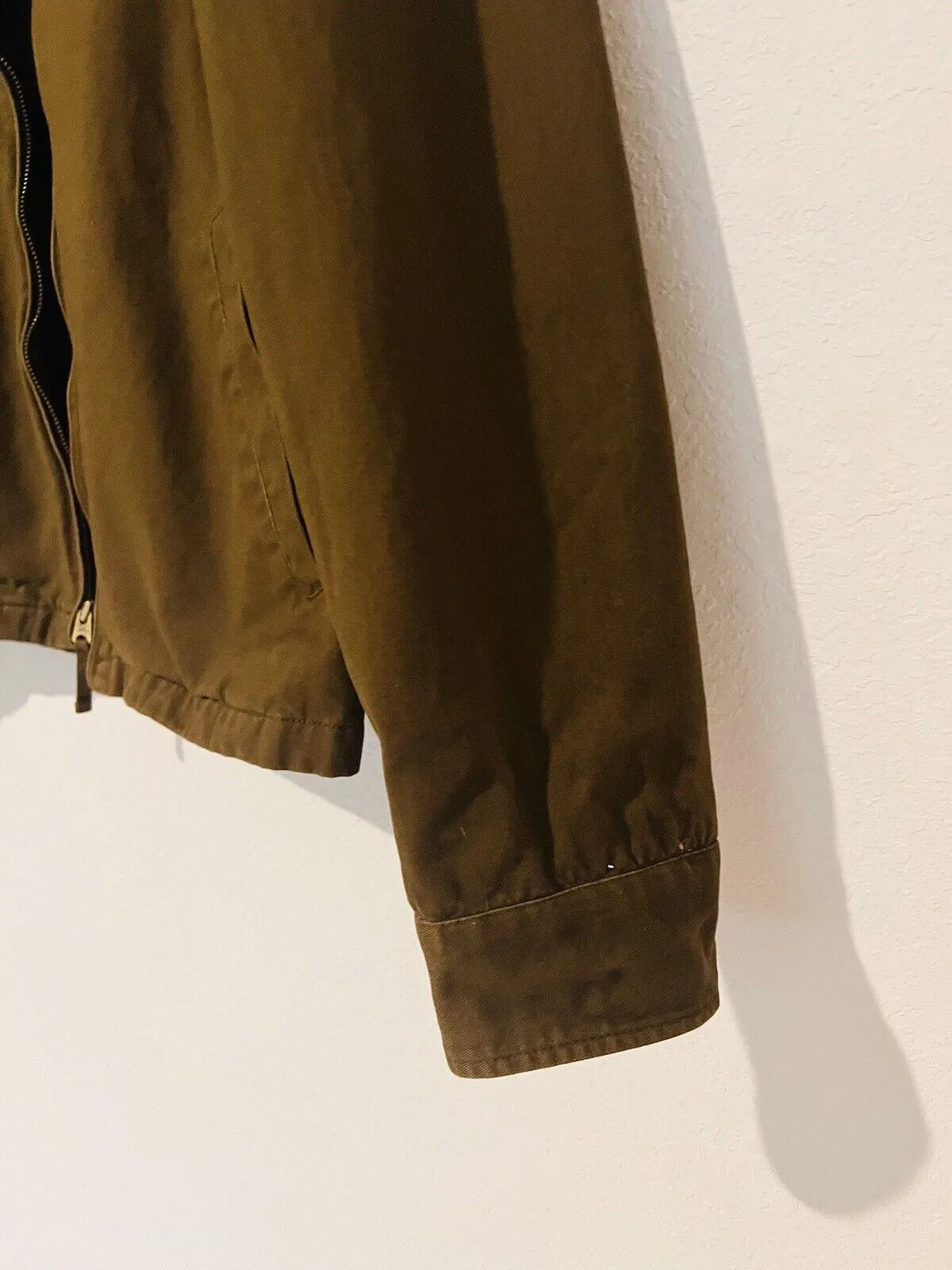 AMERICAN LIVING Khaki Jacket Size XL Short Zip Plaid Lining
