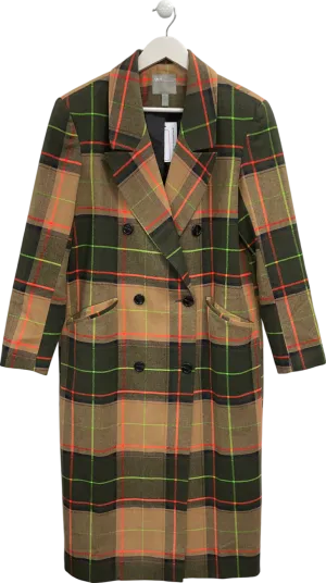 ASOS Beige Vibrant Tartan Over Coat UK 8