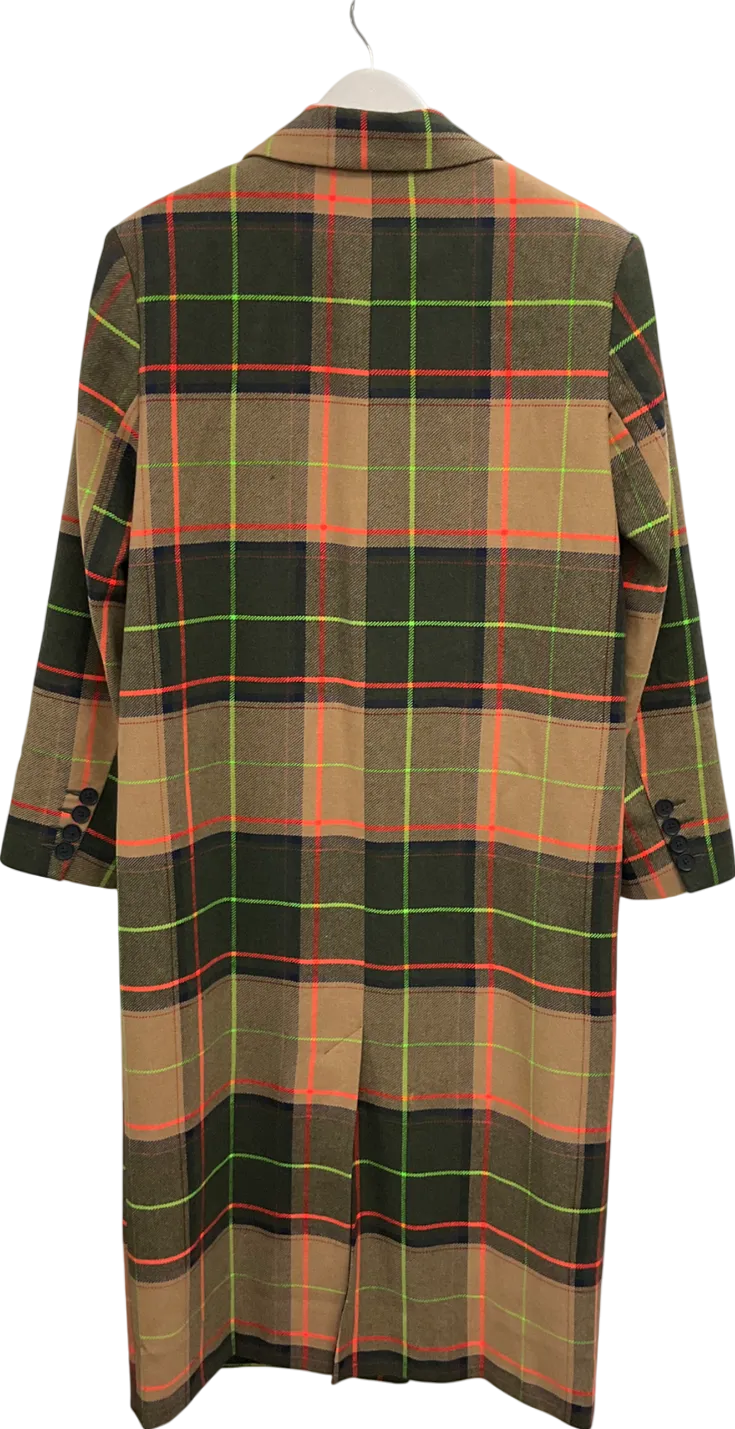 ASOS Beige Vibrant Tartan Over Coat UK 8