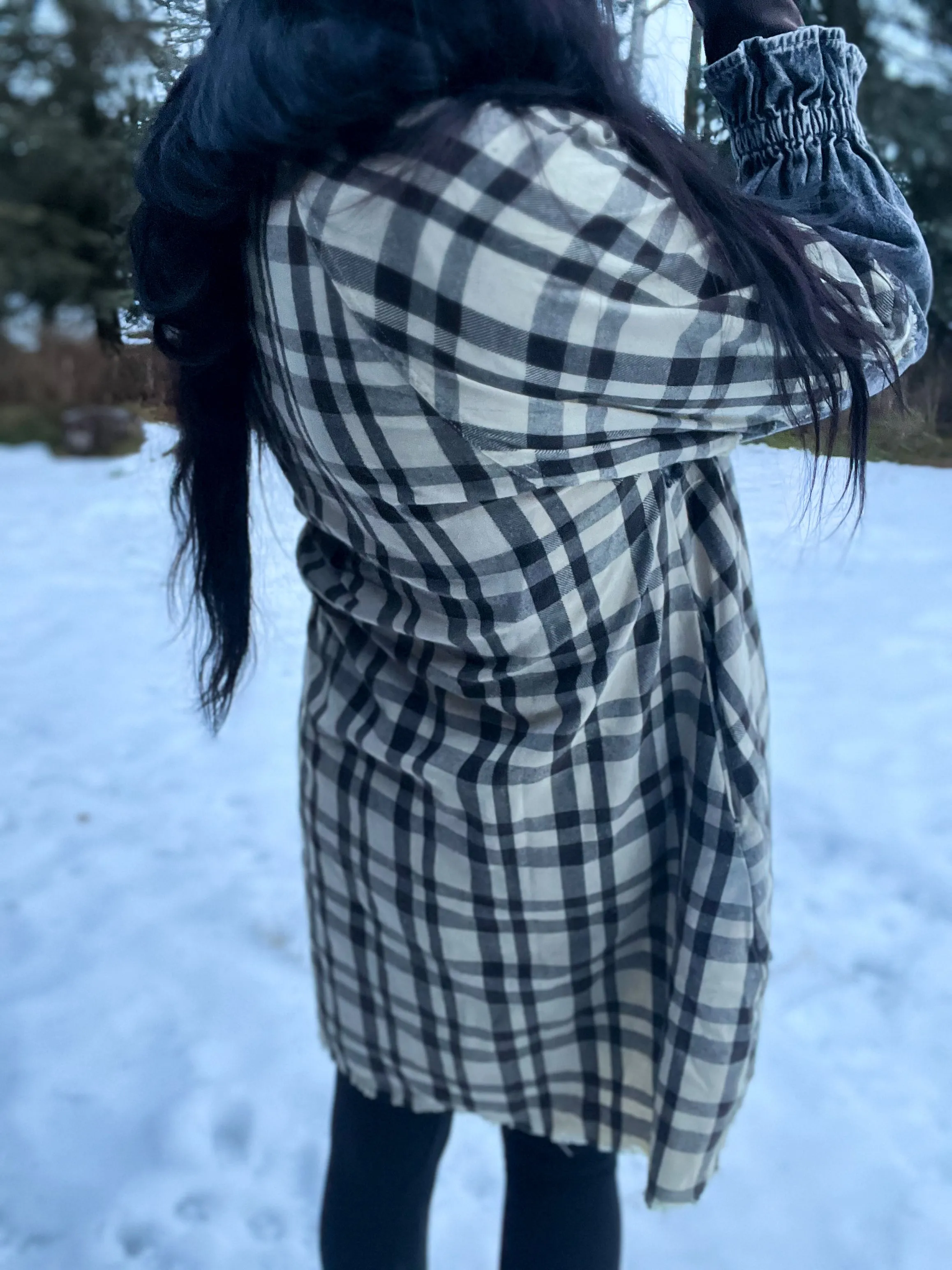 Aubrey Plaid Tunic Button Down- BLK