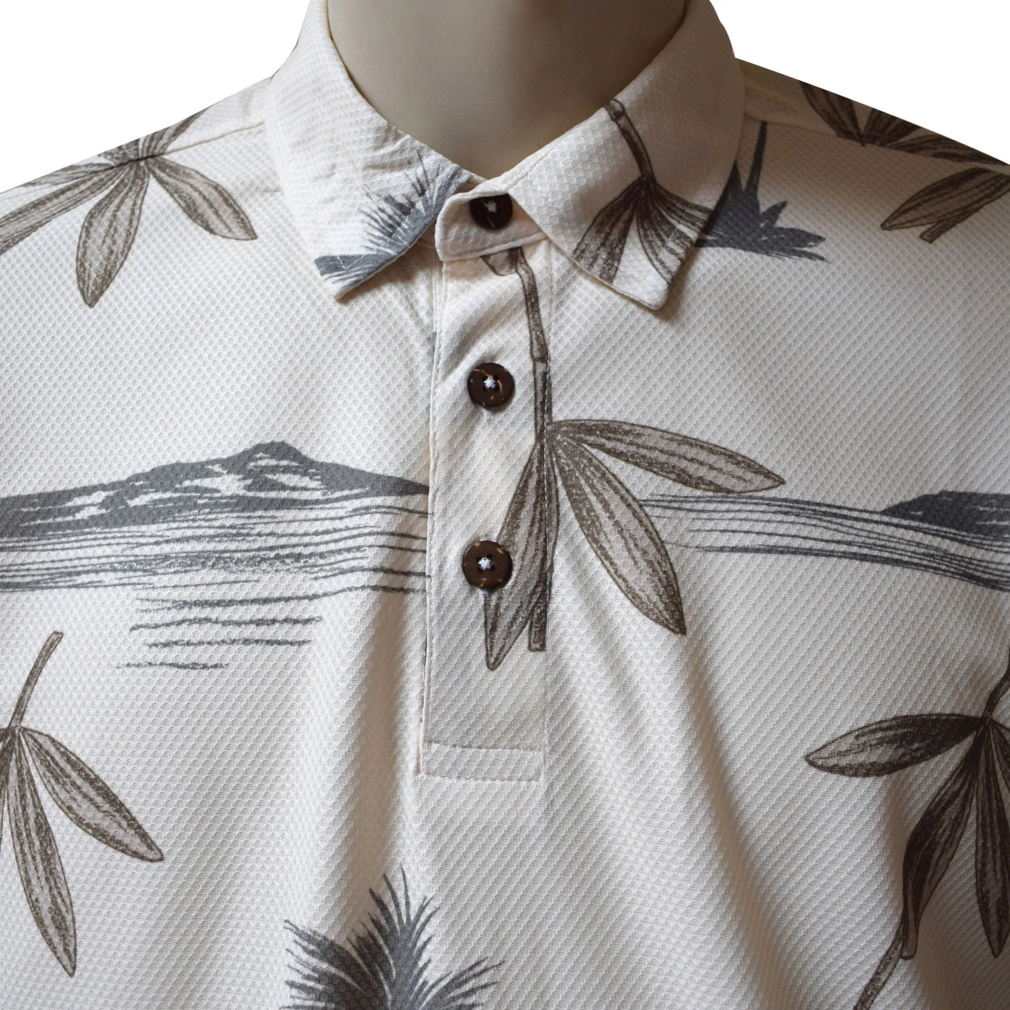 Bamboo Printed Polo Shirt - Hawaiian All Over Pattern Premium Lightweight Fast-Drying Casual Men Unisex shirt