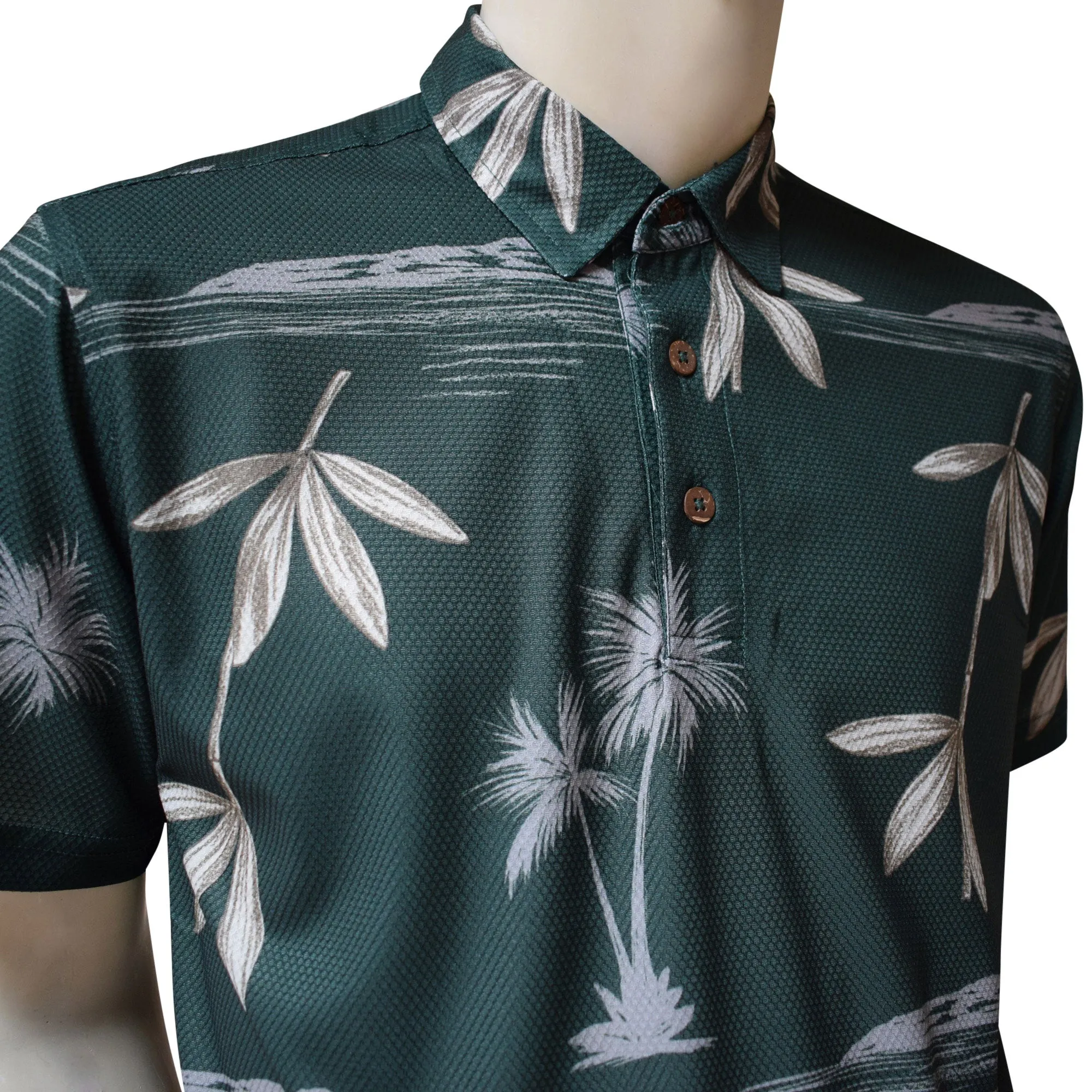 Bamboo Printed Polo Shirt - Hawaiian All Over Pattern Premium Lightweight Fast-Drying Casual Men Unisex shirt