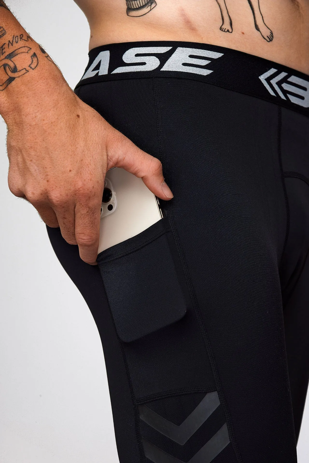 BASE Men's Long Compression Shorts - Black