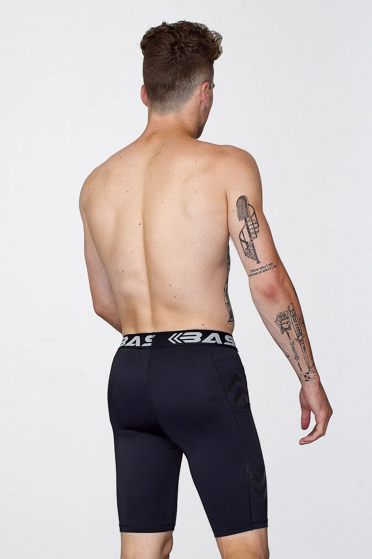 BASE Men's Long Compression Shorts - Black