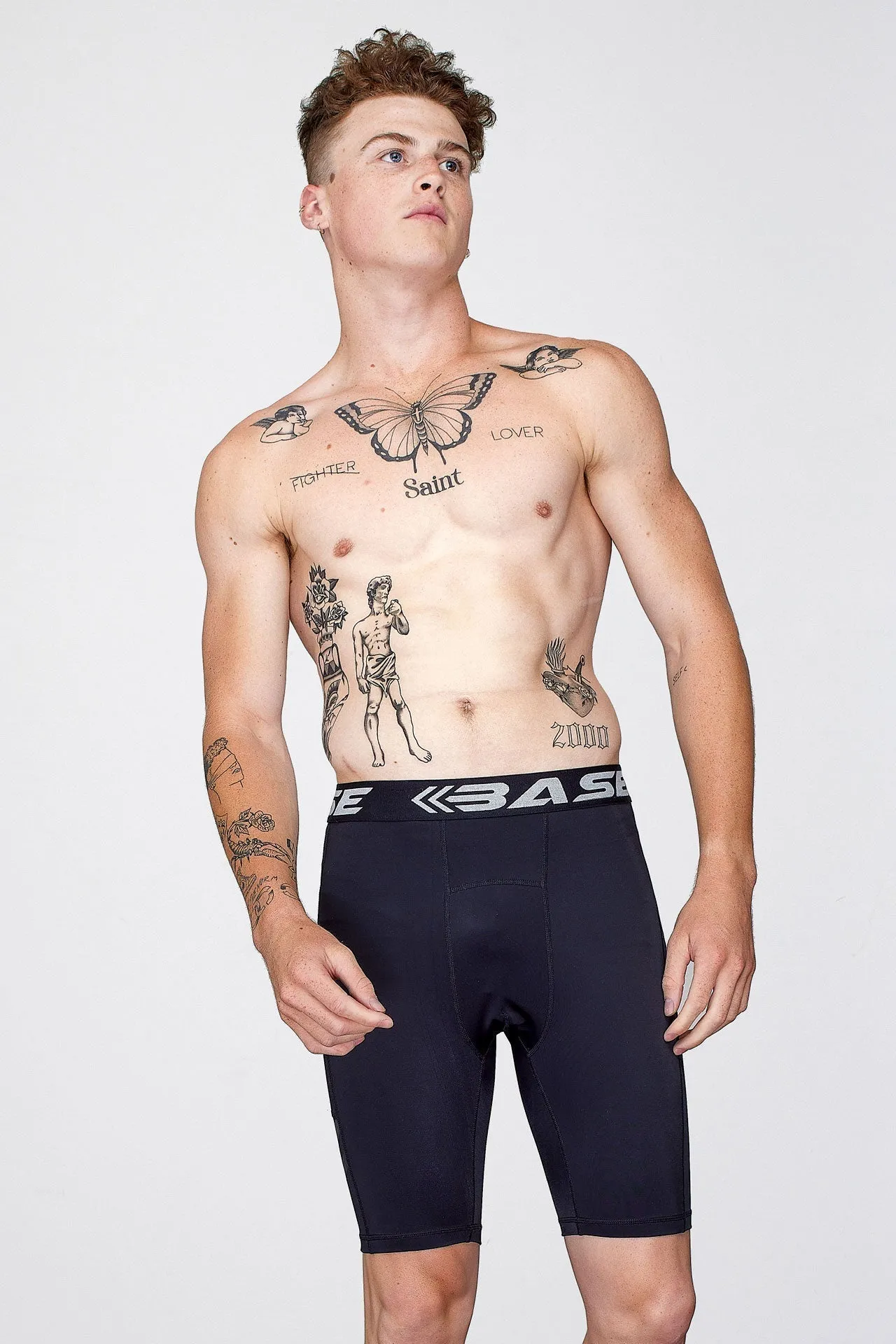 BASE Men's Long Compression Shorts - Black