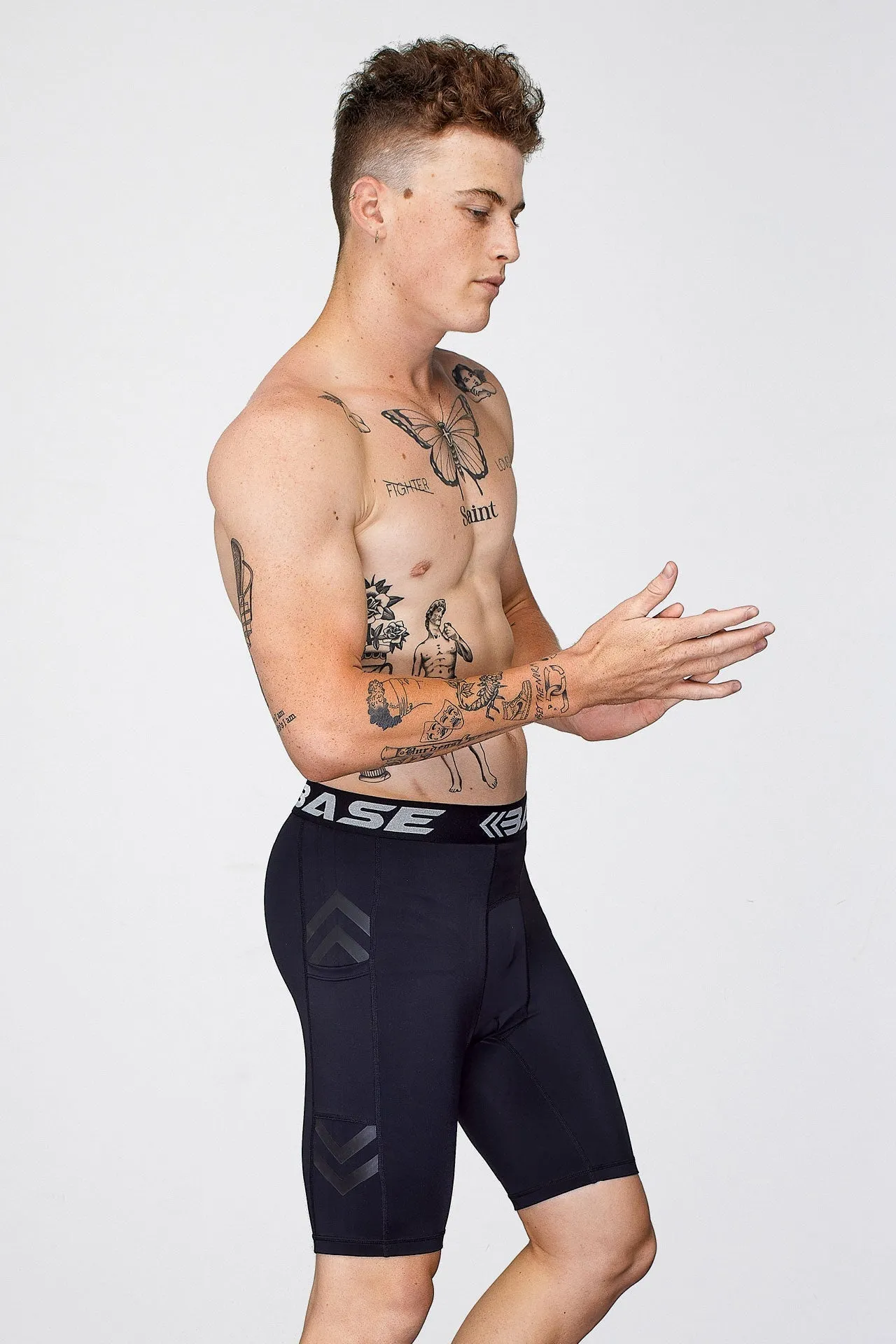 BASE Men's Long Compression Shorts - Black