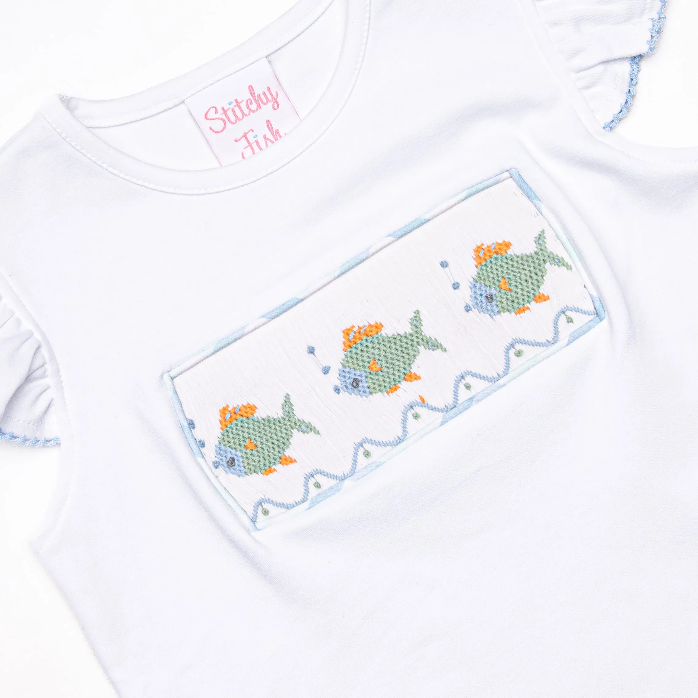 Bayside Bubbles Smocked Ruffle Short Set, Blue