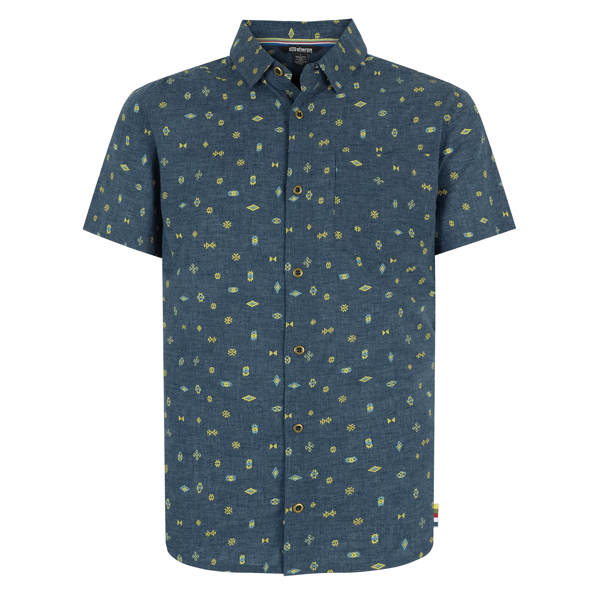 Bhutan Geo Short Sleeve Shirt - Neelo Blue