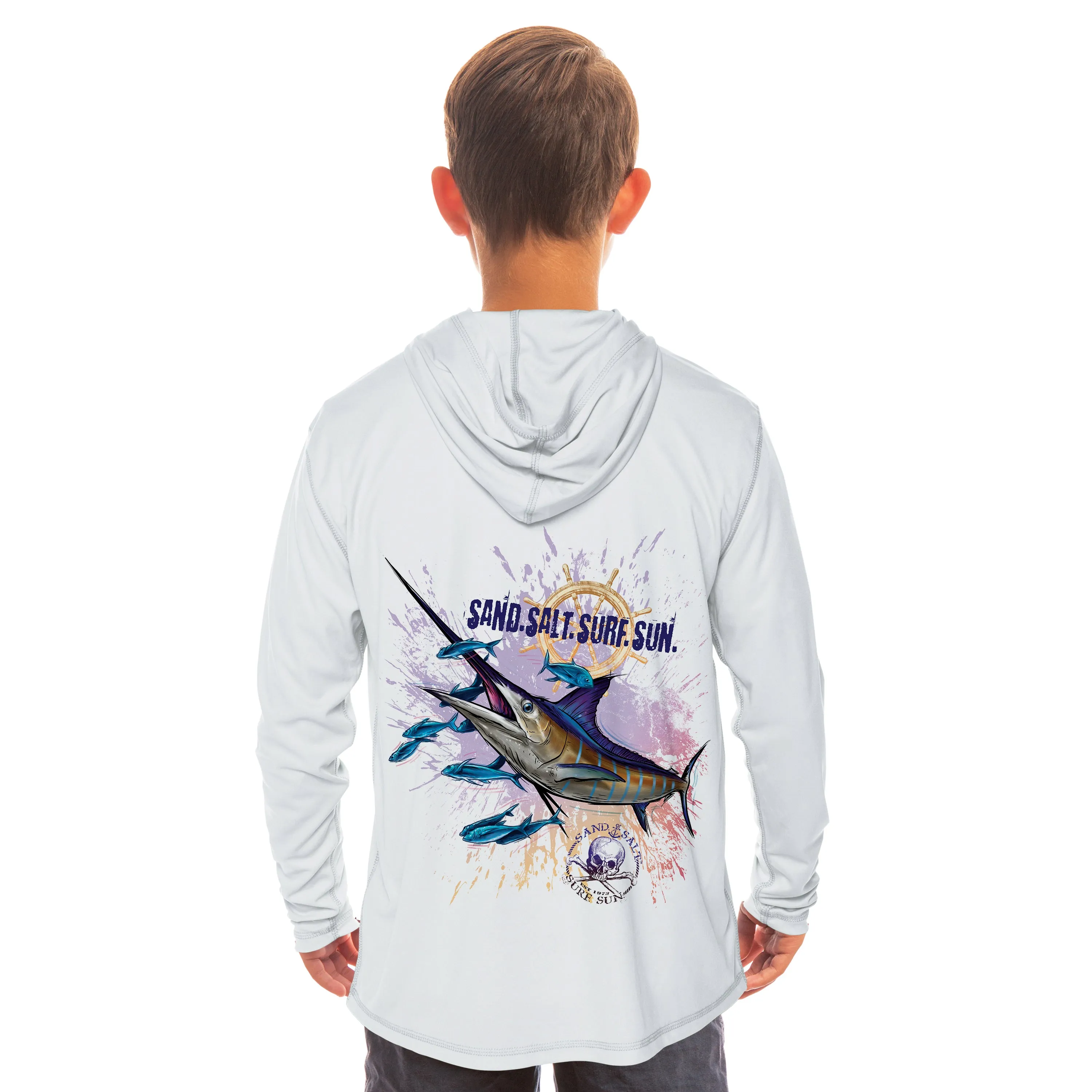 Blue Marlin Sunset Youth Solar Hoodie