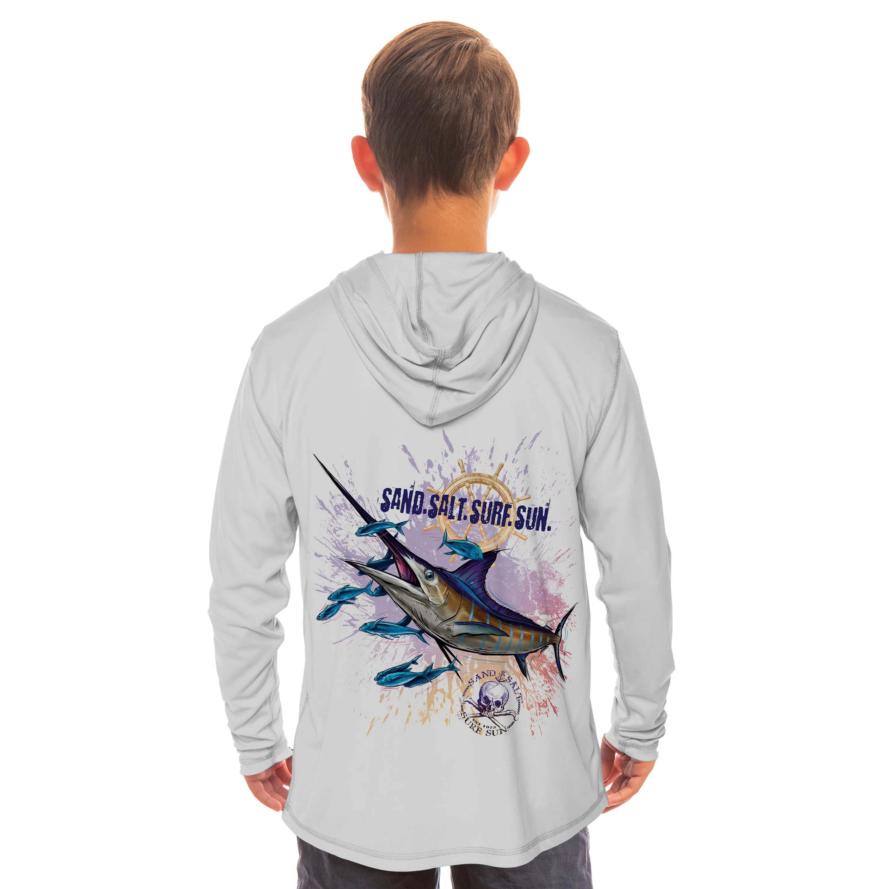 Blue Marlin Sunset Youth Solar Hoodie