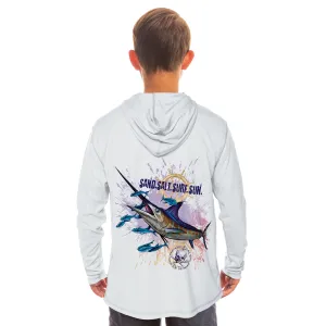 Blue Marlin Sunset Youth Solar Hoodie