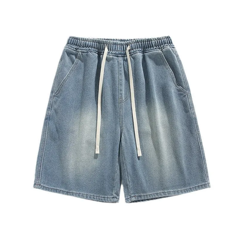 Bonsir skater boy outfits Denim Shorts Men's Summer Thin 2024 New Korean Style Versatile Straight Loose Casual Cropped Pants Men