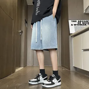 Bonsir skater boy outfits Denim Shorts Men's Summer Thin 2024 New Korean Style Versatile Straight Loose Casual Cropped Pants Men