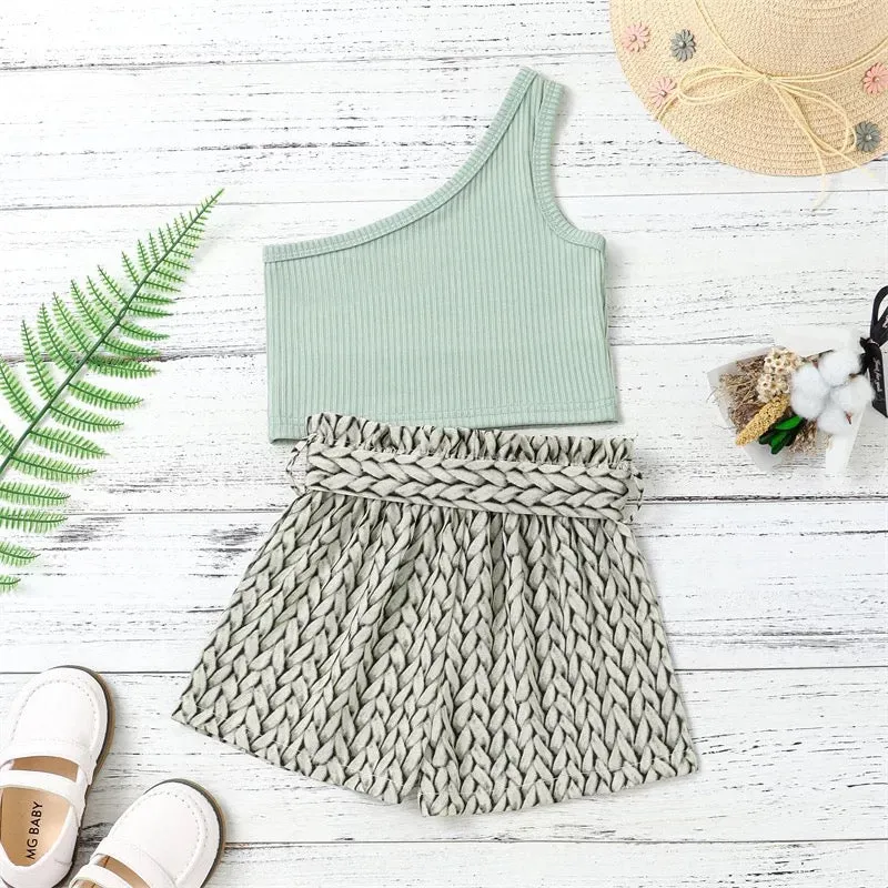 Braided Bow Crop Short Set