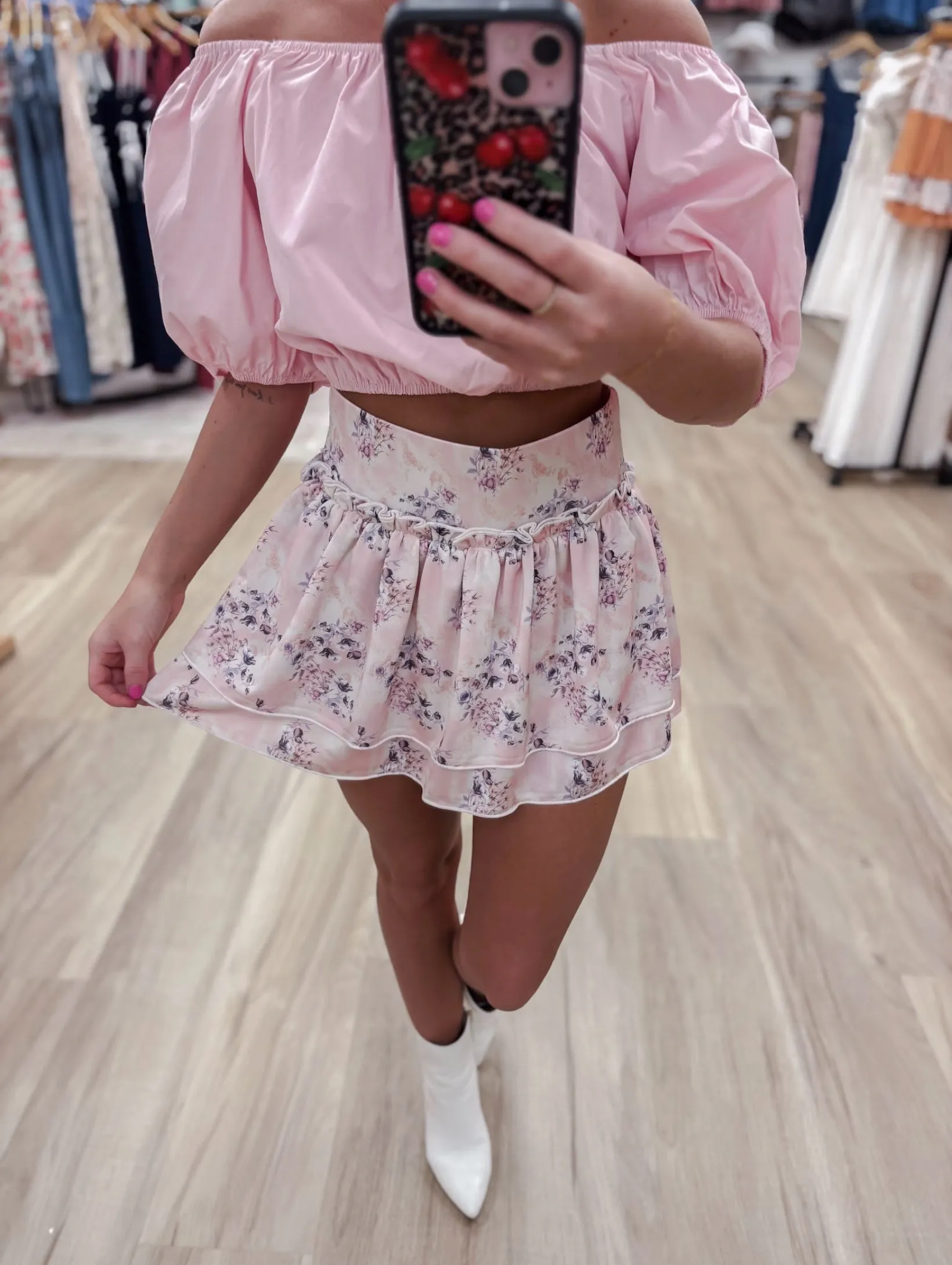 Briella Athletic Tiered Ruffle Pink Skirt