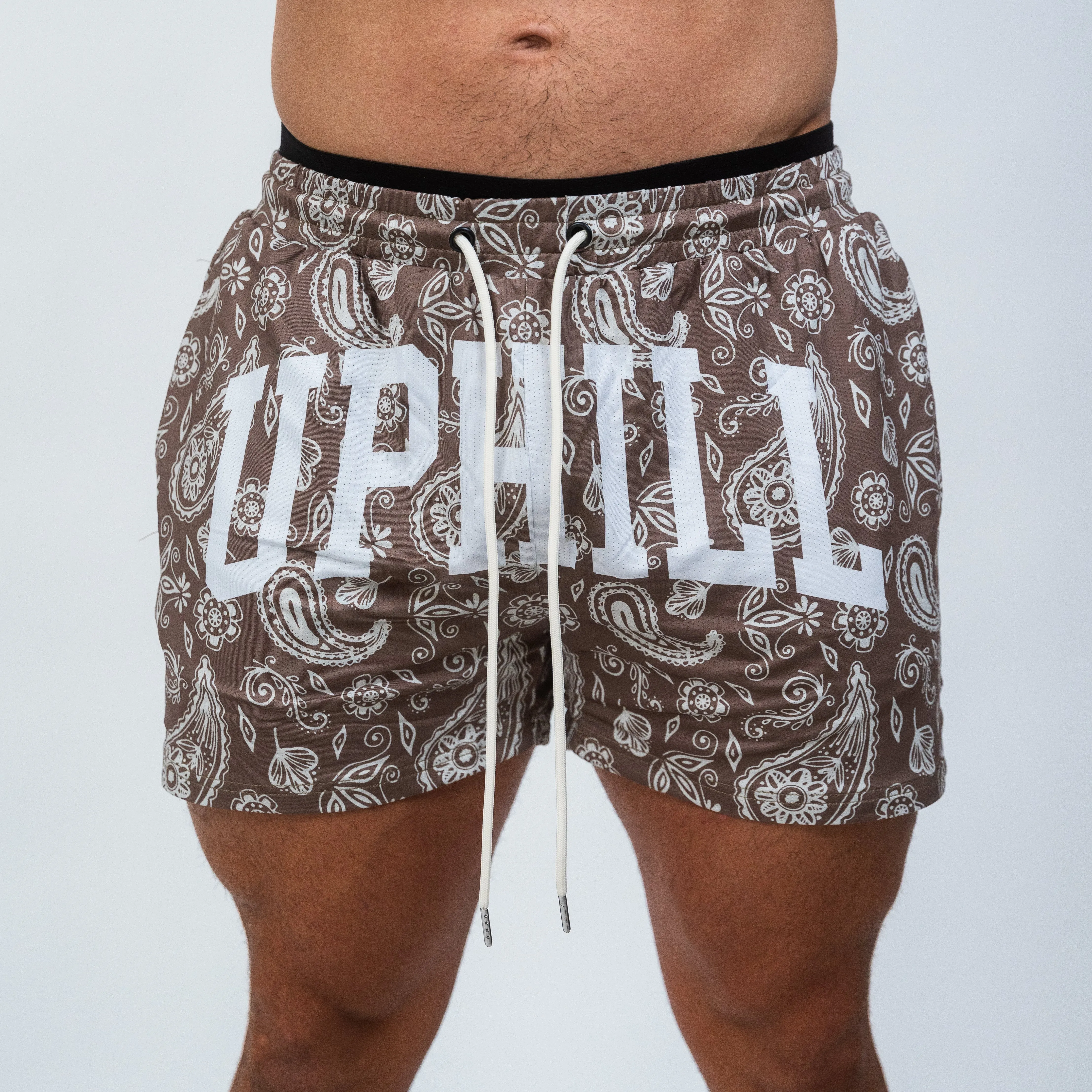 Brown Paisley Mesh Shorts
