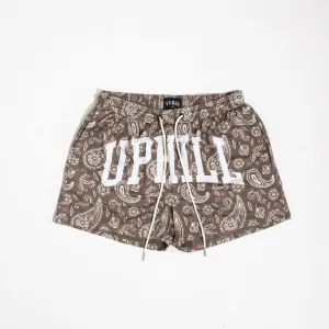 Brown Paisley Mesh Shorts