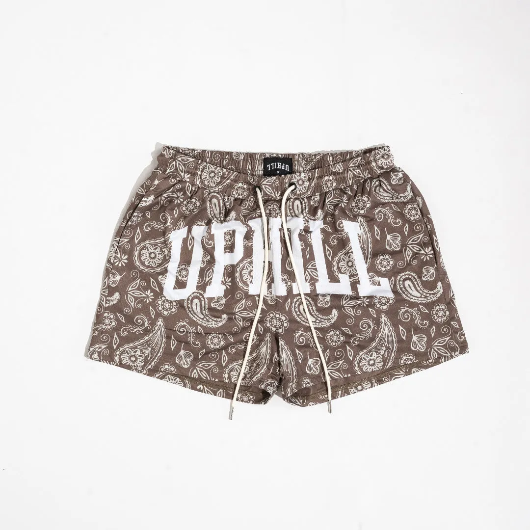 Brown Paisley Mesh Shorts
