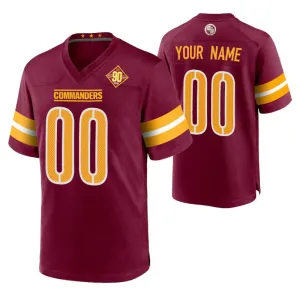 Burgundy Washington Commanders Custom 90th Anniversary Game Jersey
