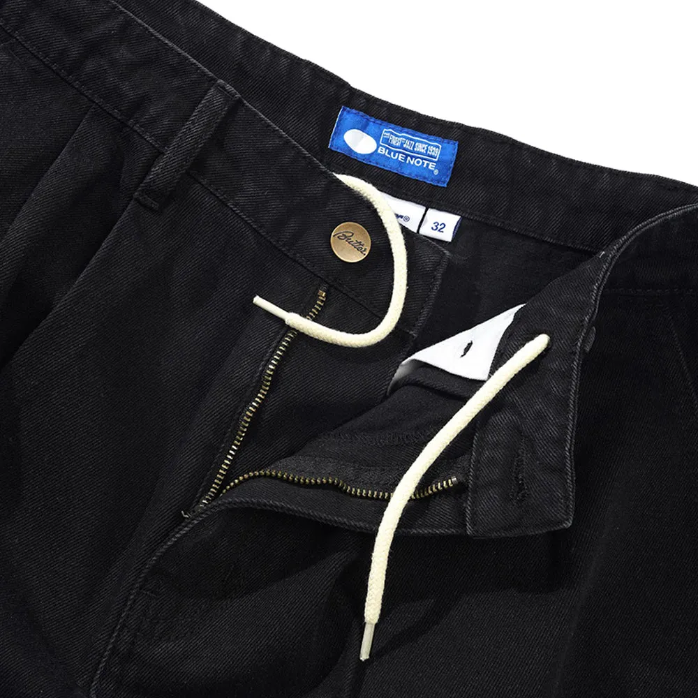 Butter Goods x Blue Note Pleated Denim Shorts Washed Black