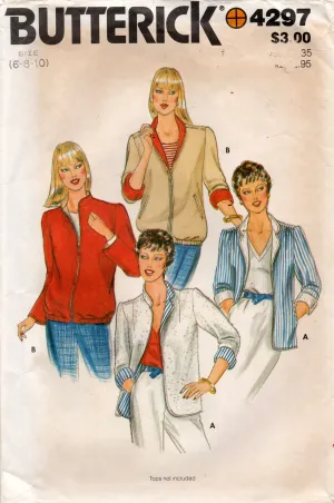Butterick 4297 Womens Reversible Jackets 1980s Vintage Sewing Pattern Size 6 - 10