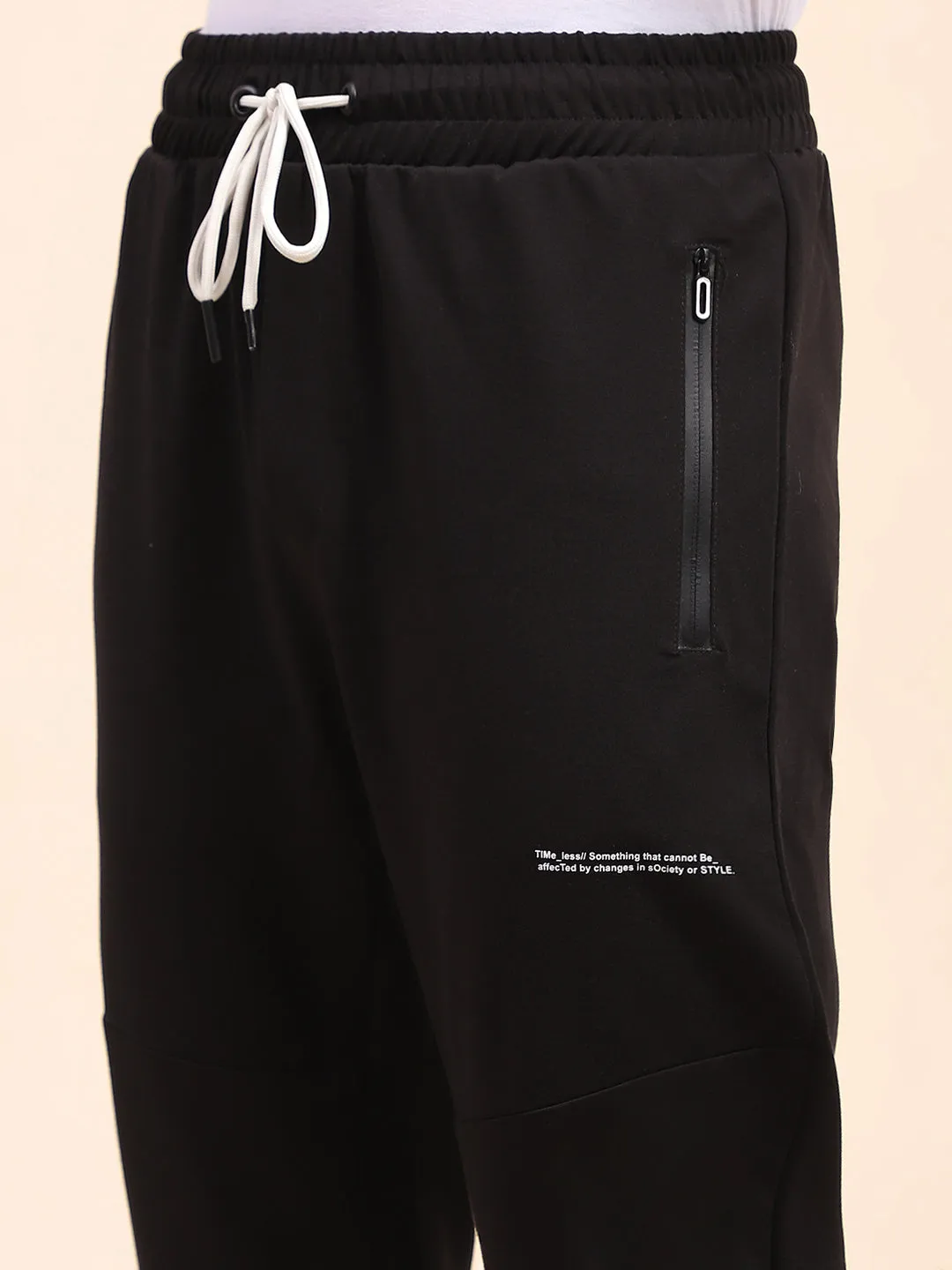 Camla Barcelona Solid Black Drawstring Waist Track Bottom