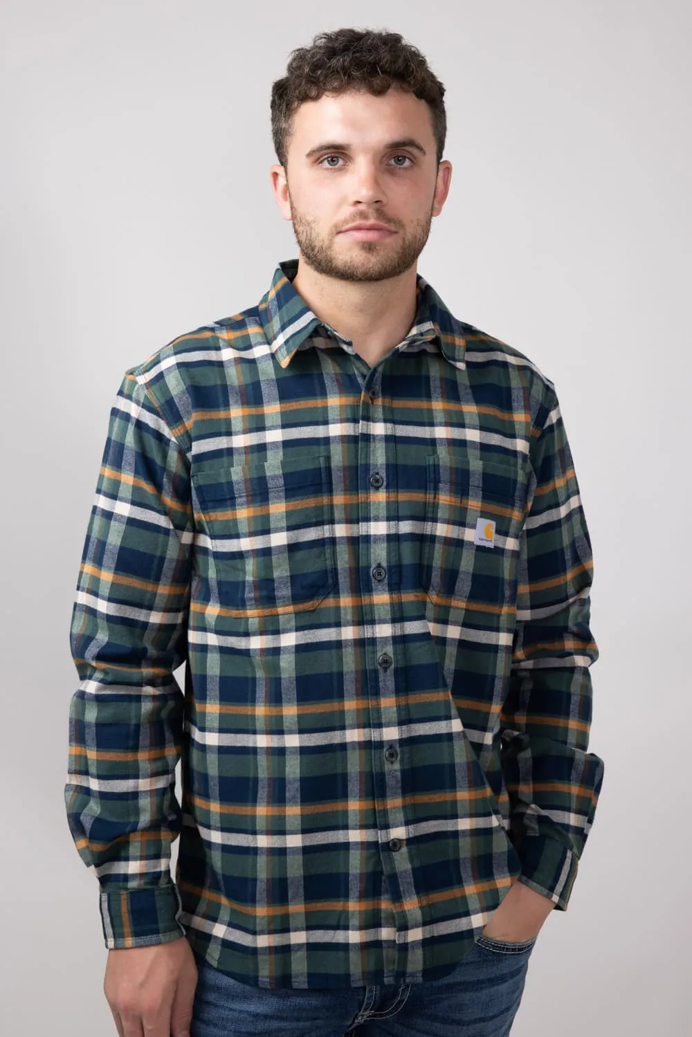Carhartt Rugged Flex Midweight Flannel Shirt for Men in Navy | 106352-I26-NVY
