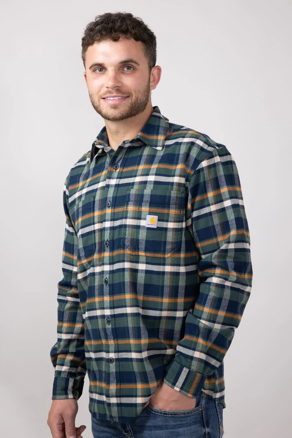 Carhartt Rugged Flex Midweight Flannel Shirt for Men in Navy | 106352-I26-NVY