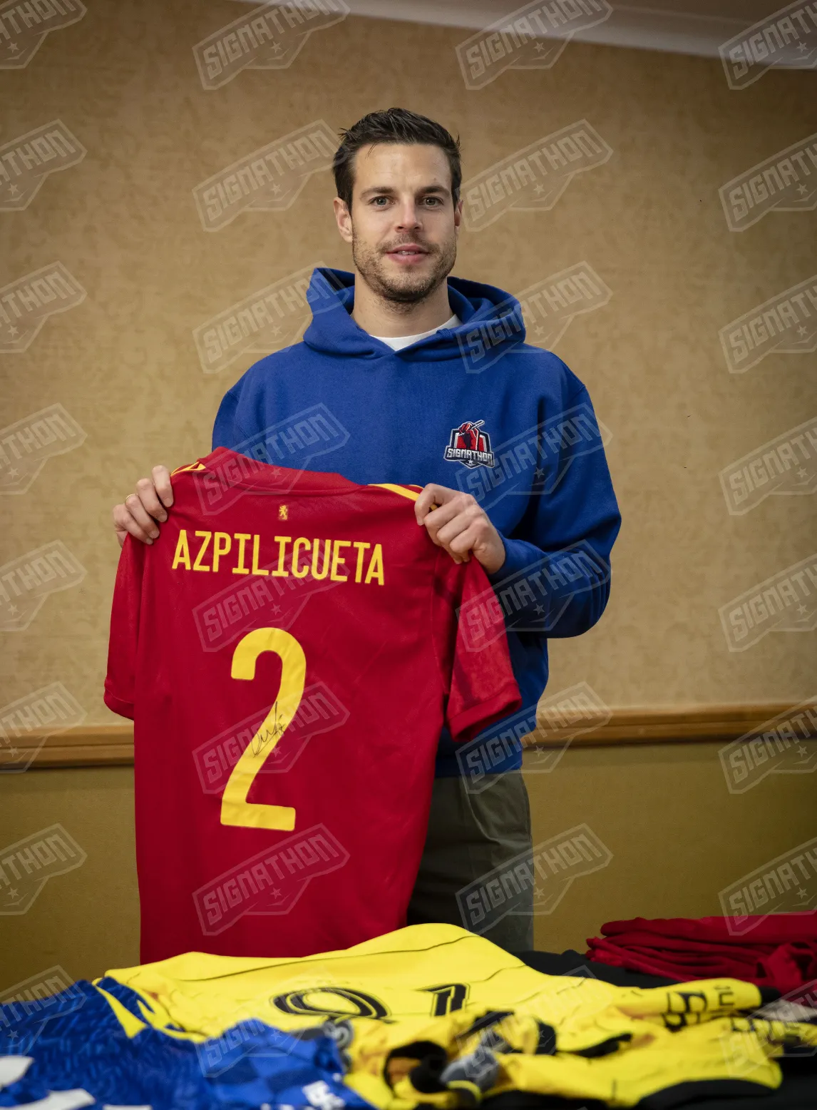 Cesar Azpilicueta Authentically Signed Spain Home Jersey